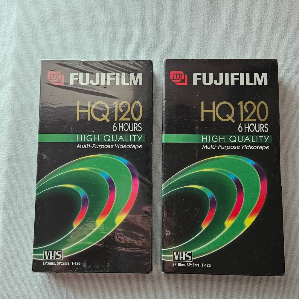 Fujifilm HQ 120 VHS Blank Videotape T-120 6 Hour High Quality 2 Pack Sealed